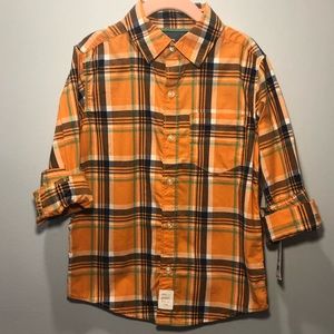 Carter’s Orange Plaid Button Down Shirt, Size 5